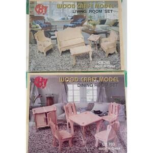 2 Dolls House Furniture Kits - Dining & Living Room Sets Sealed Cx705 and Cx703